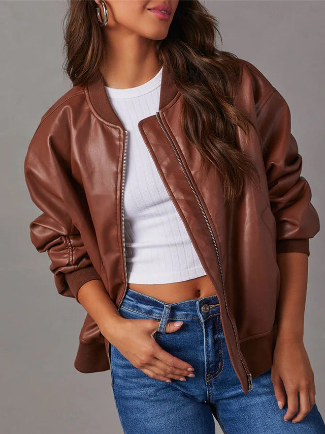 W&W Mode | Lockere Lederjacke für Damen