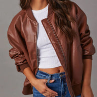 WW | Lockere Lederjacke für Damen