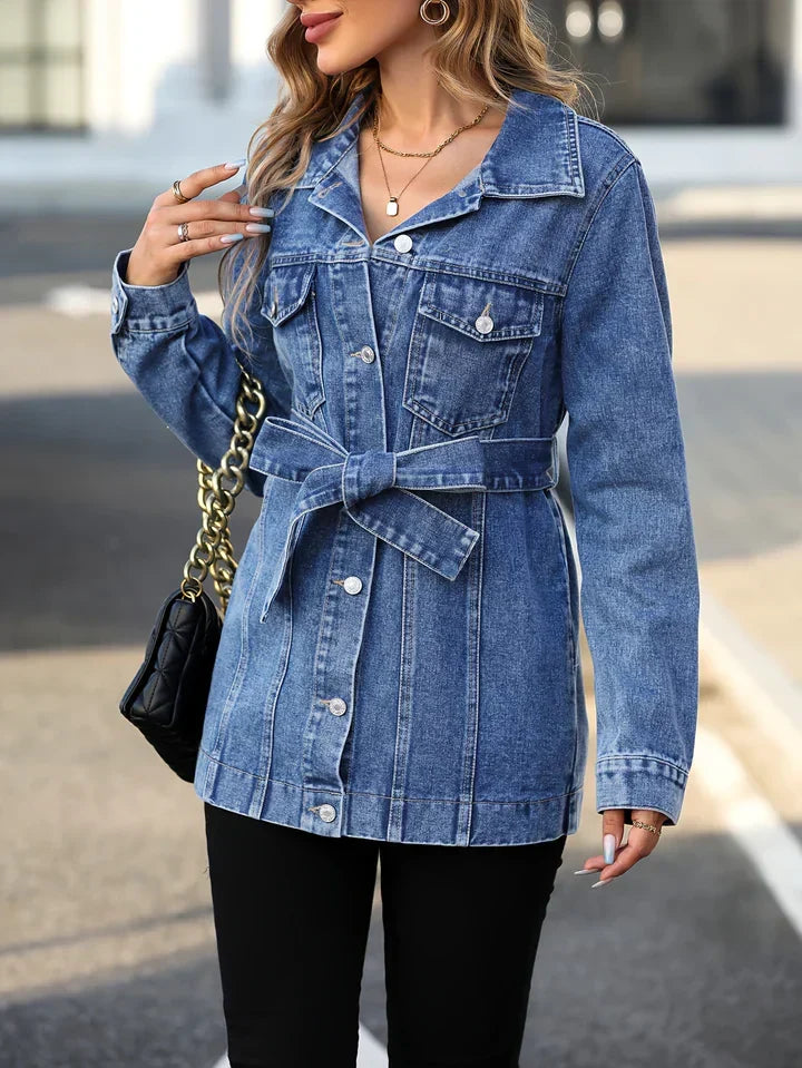 W&W Mode - Damen Denim-Mantel Mit Klappentaschen
