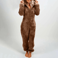 WW | Verspielter Teddybären Damen Jumpsuit Weiche Plüsch Pyjama