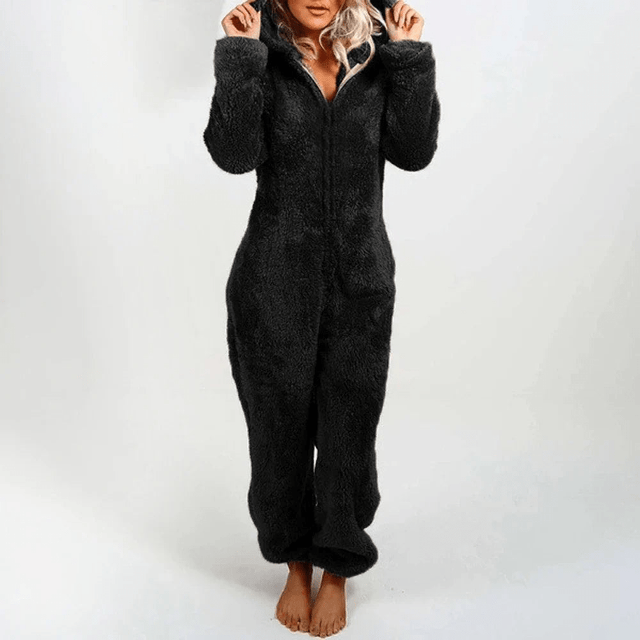 WW | Verspielter Teddybären Damen Jumpsuit Weiche Plüsch Pyjama
