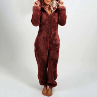 WW | Verspielter Teddybären Damen Jumpsuit Weiche Plüsch Pyjama