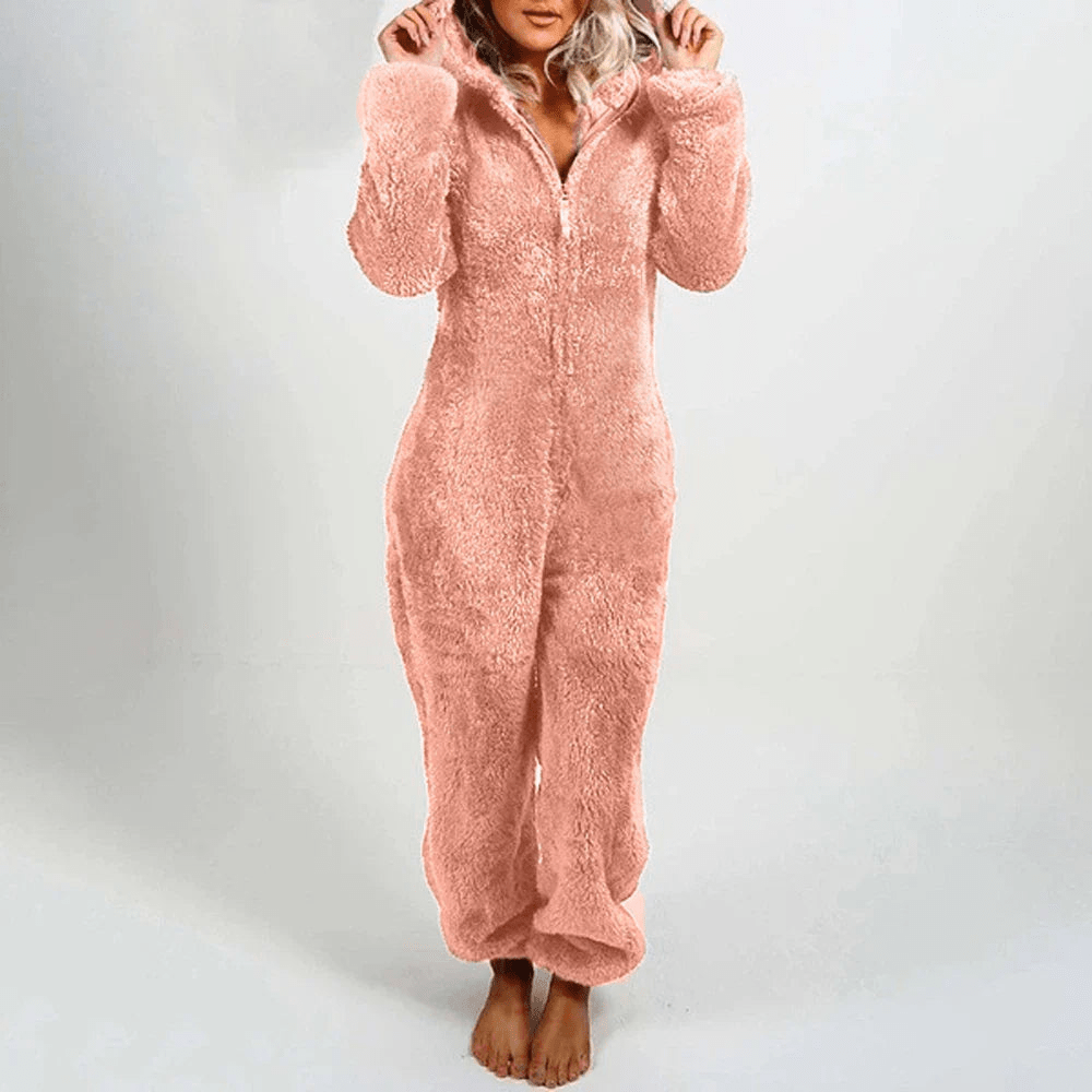 WW | Verspielter Teddybären Damen Jumpsuit Weiche Plüsch Pyjama