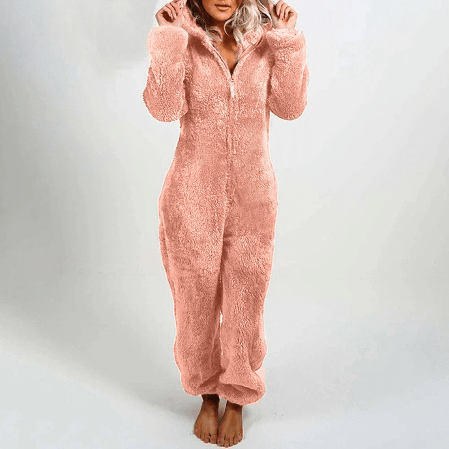 WW | Verspielter Teddybären Damen Jumpsuit Weiche Plüsch Pyjama