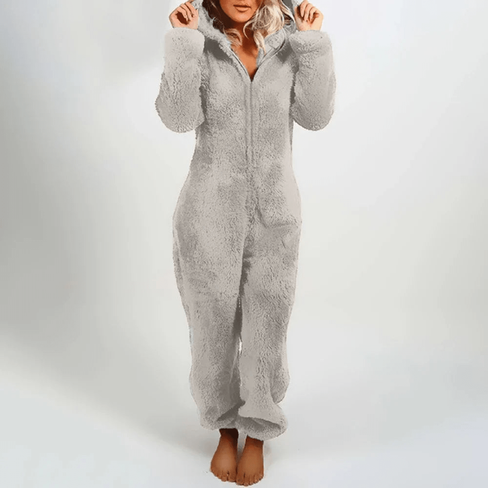 WW | Verspielter Teddybären Damen Jumpsuit Weiche Plüsch Pyjama