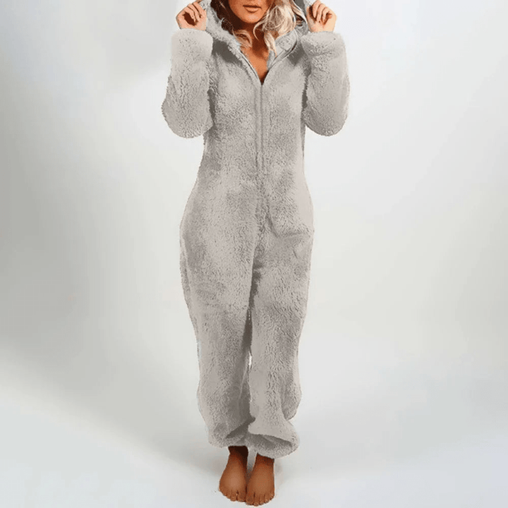 W&W Mode | Verspielter Teddybären Damen Jumpsuit Weiche Plüsch Pyjama
