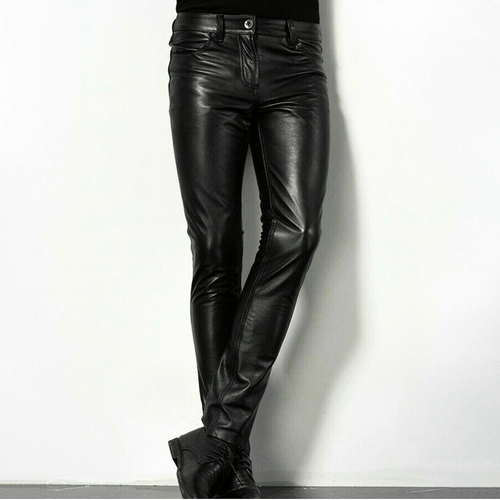 WW | Schwarze Kunstlederhose Für Herren Trendiges Design