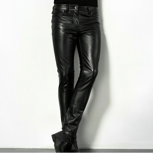 WW | Schwarze Kunstlederhose Für Herren Trendiges Design