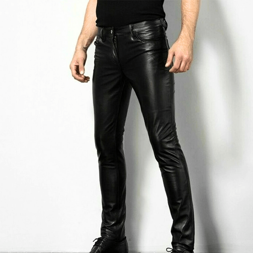 WW | Schwarze Kunstlederhose Für Herren Trendiges Design