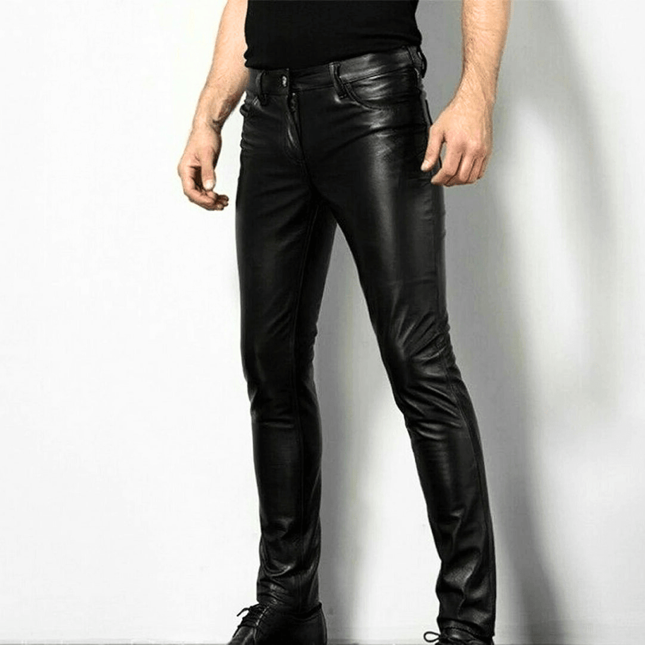 WW | Schwarze Kunstlederhose Für Herren Trendiges Design