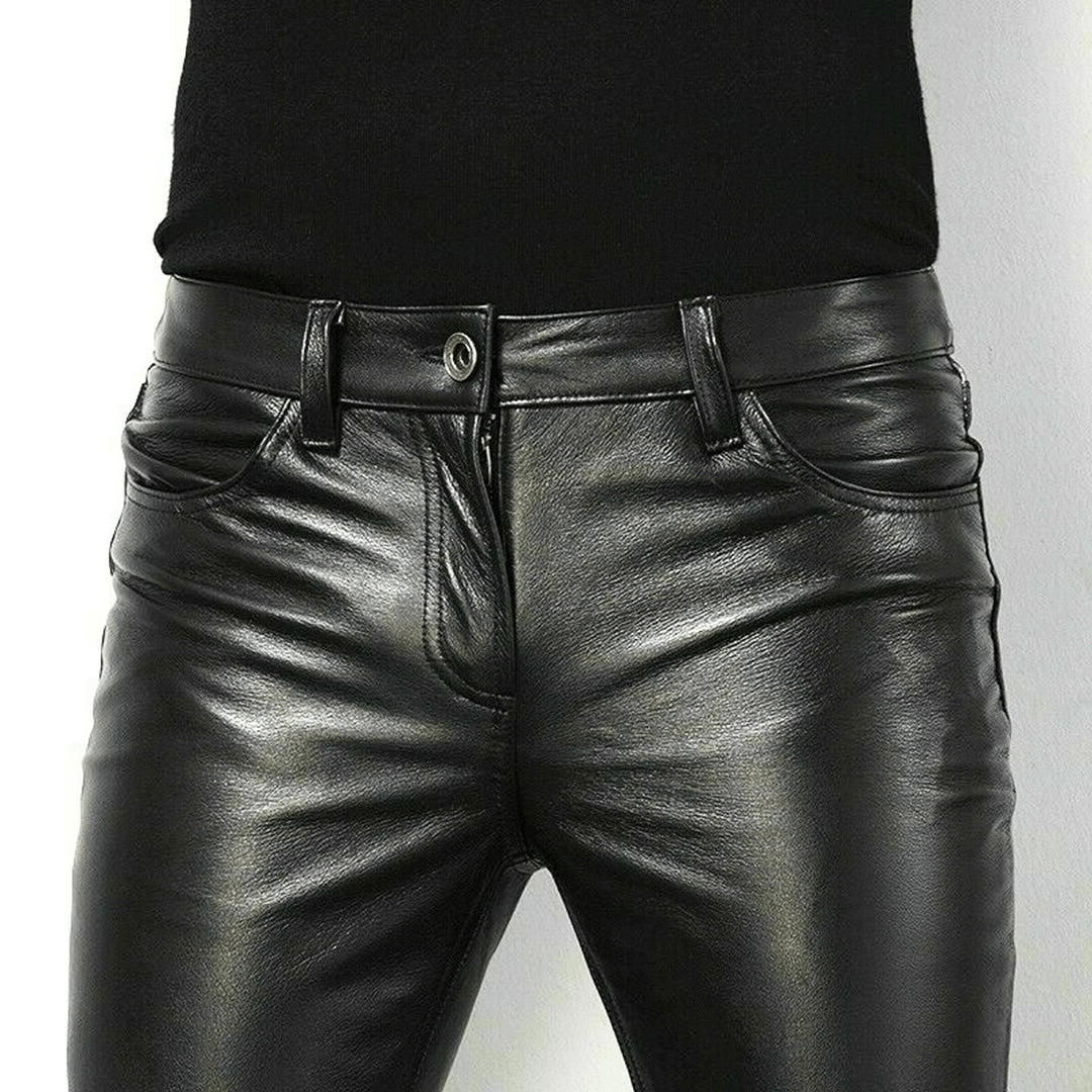 WW | Schwarze Kunstlederhose Für Herren Trendiges Design
