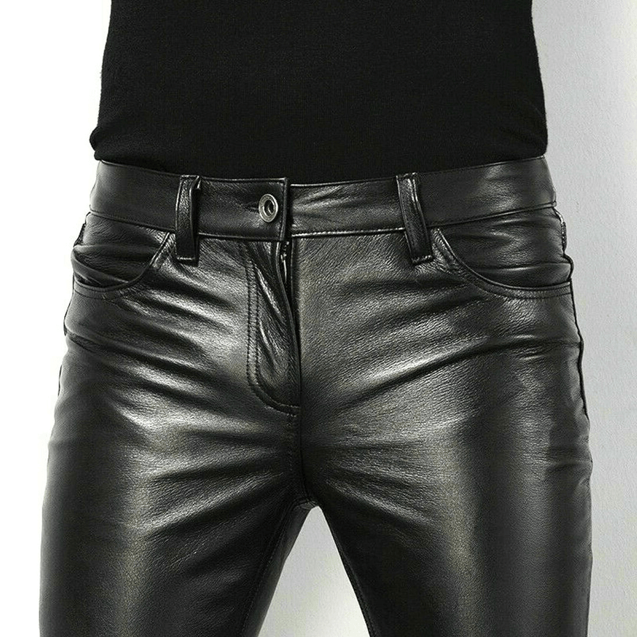 WW | Schwarze Kunstlederhose Für Herren Trendiges Design