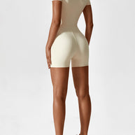 WW | Nahtloser Kurzarm Zip Jumpsuit