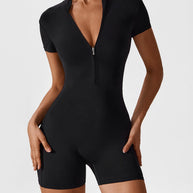 WW | Nahtloser Kurzarm Zip Jumpsuit