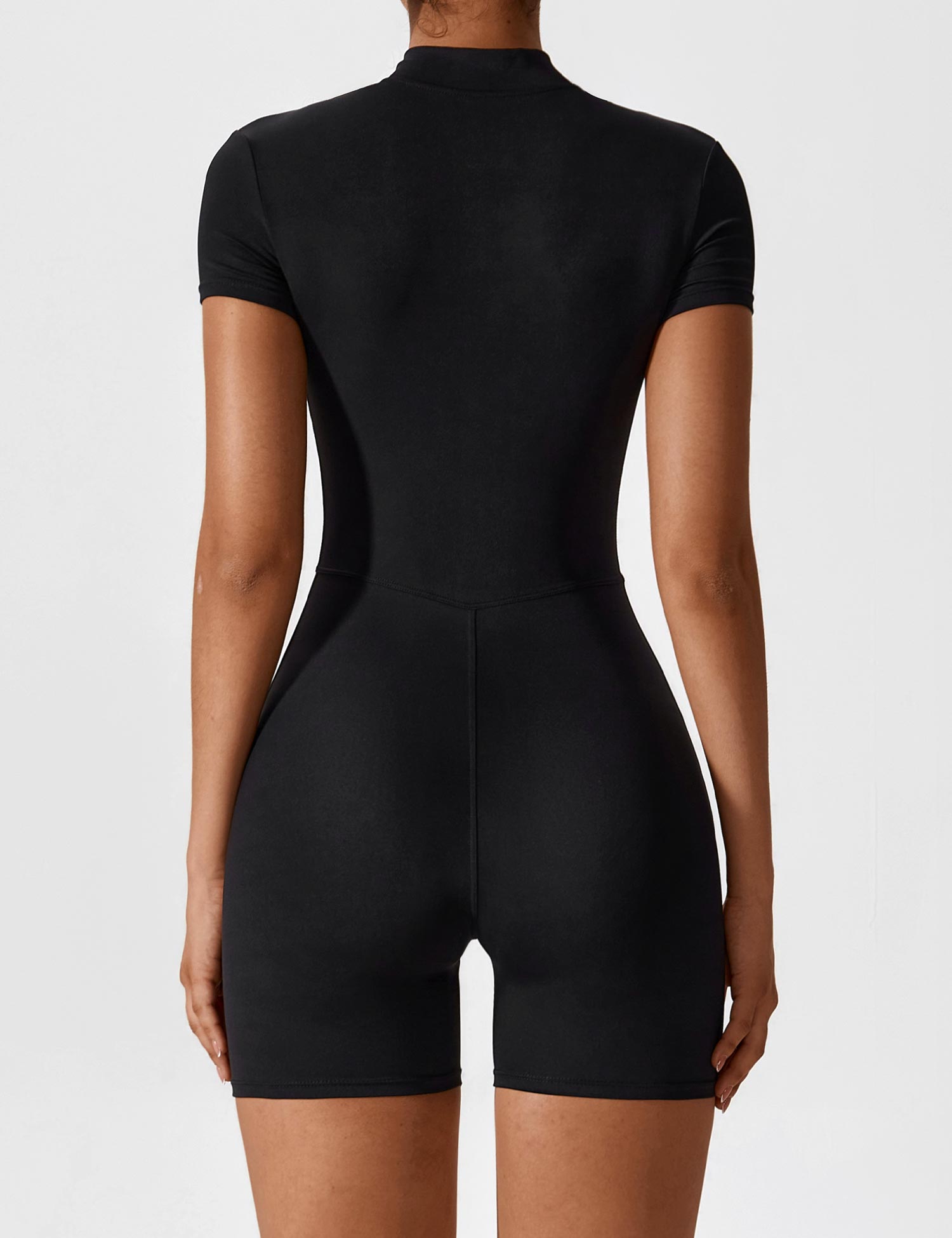 WW | Nahtloser Kurzarm Zip Jumpsuit