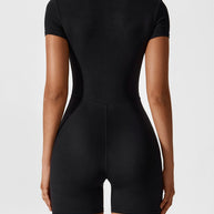 WW | Nahtloser Kurzarm Zip Jumpsuit