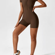 WW | Nahtloser Kurzarm Zip Jumpsuit
