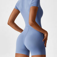 WW | Nahtloser Kurzarm Zip Jumpsuit