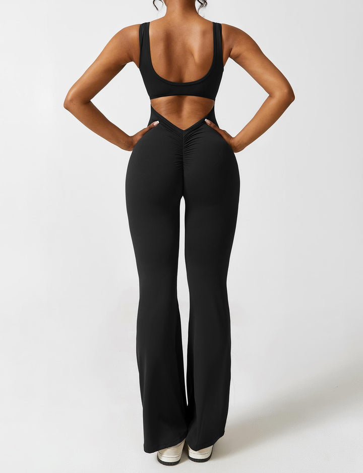 W&W Mode | Hals Jumpsuit mit Ausgestellten Beinen | Elegantes und Figurbetontes Design