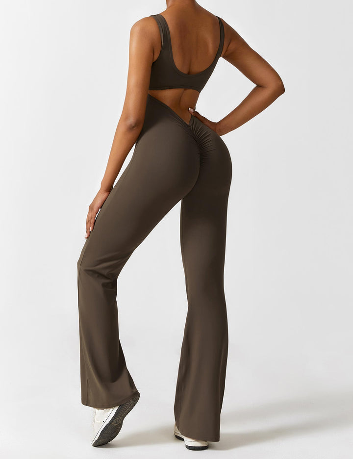 W&W Mode | Hals Jumpsuit mit Ausgestellten Beinen | Elegantes und Figurbetontes Design