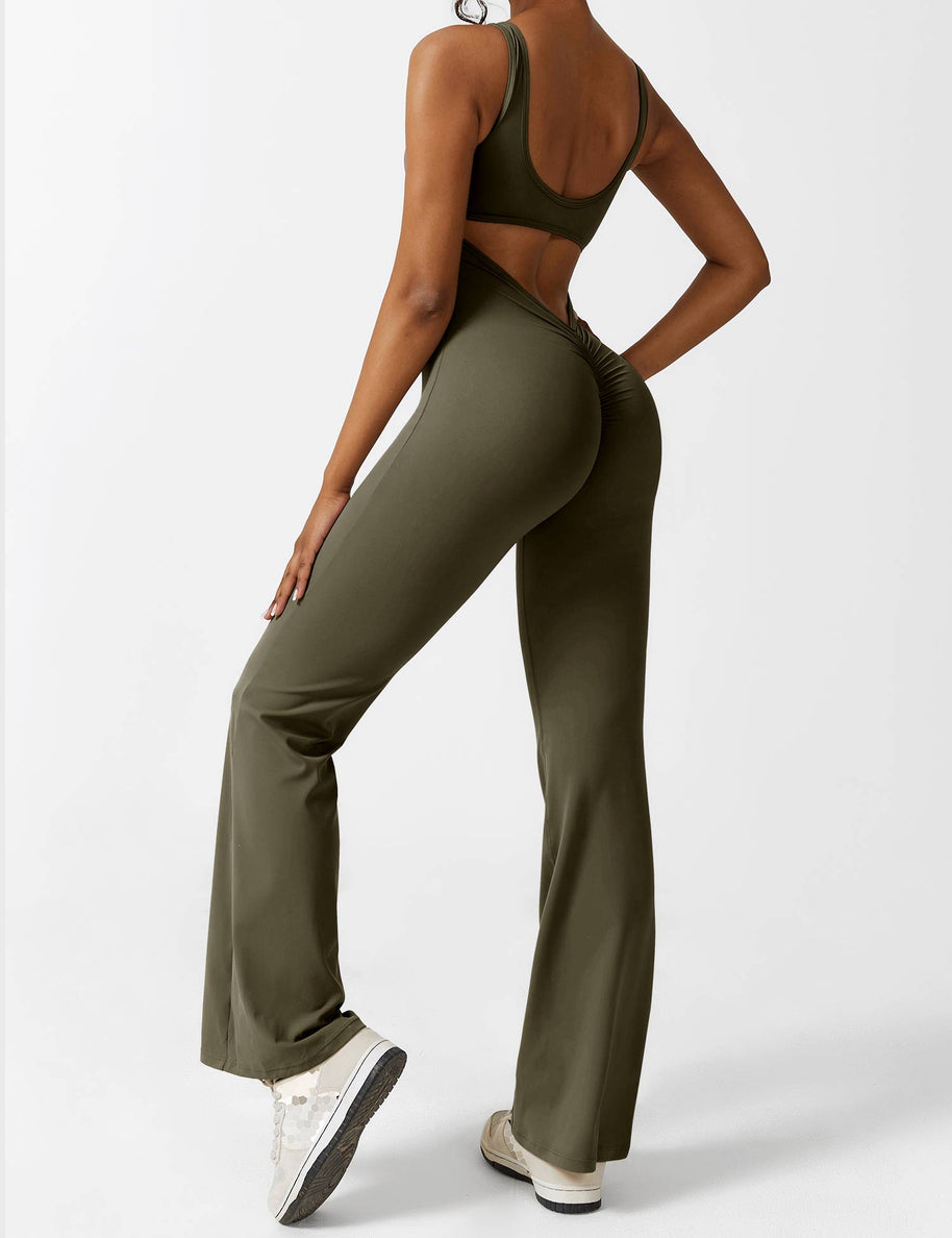 WW | V-Rücken Auslaufender Jumpsuit