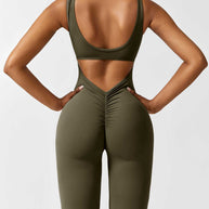 WW | V-Rücken Auslaufender Jumpsuit