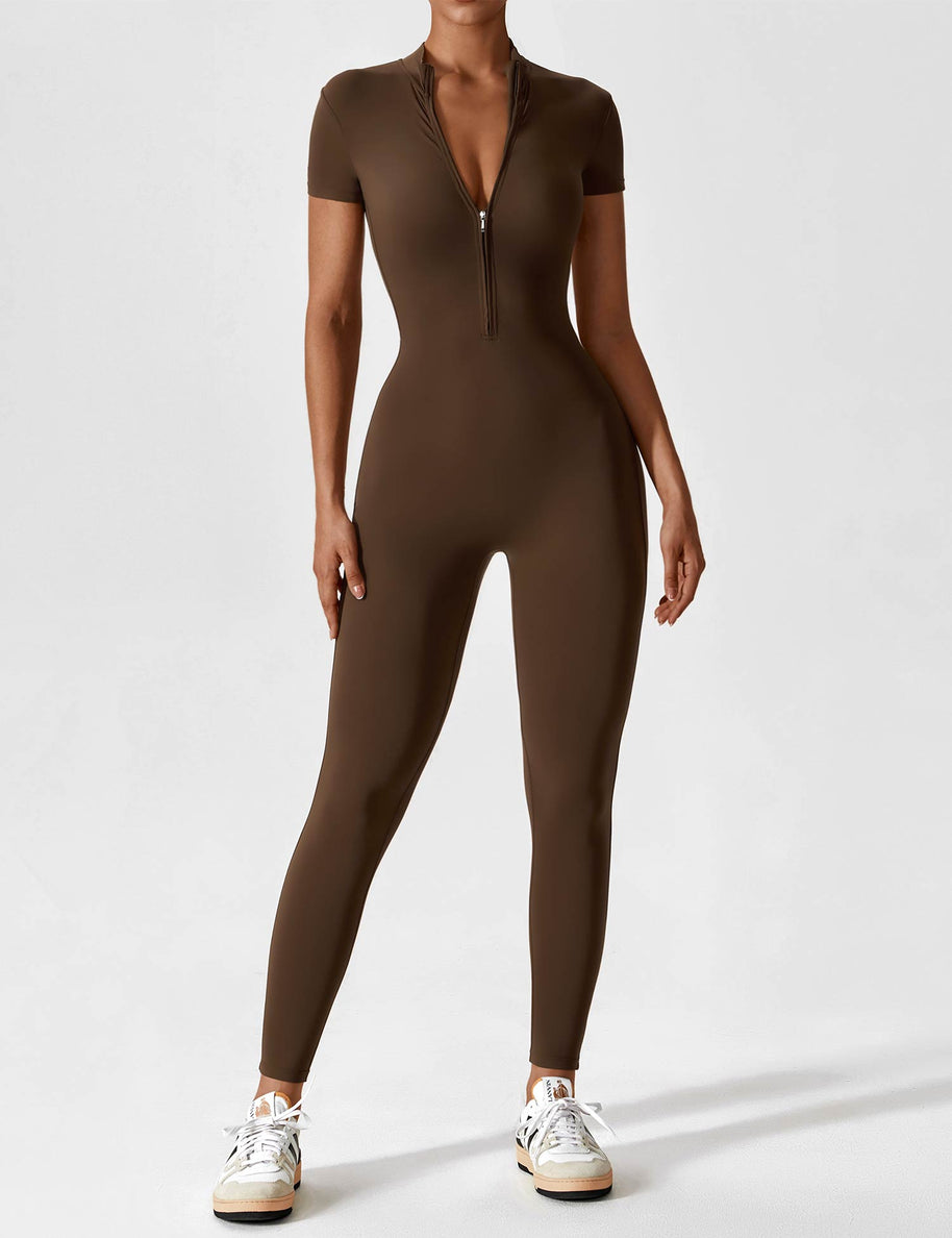 LenaFit – Kurzarm-Reißverschluss-Jumpsuits
