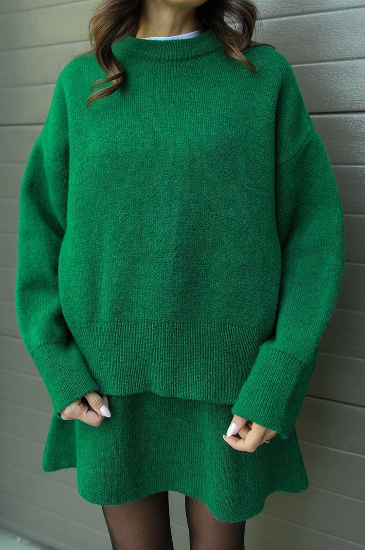 WW | teilige Strickset - Damenpullover und Rock mit lässiger Passform