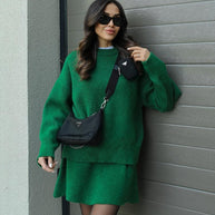 WW | teilige Strickset - Damenpullover und Rock mit lässiger Passform
