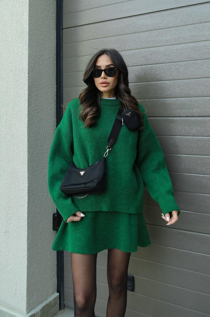 W&W Mode | teilige Strickset - Damenpullover und Rock mit lässiger Passform