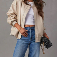 WW | Lockere Lederjacke für Damen