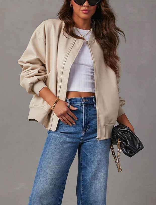 WW | Lockere Lederjacke für Damen