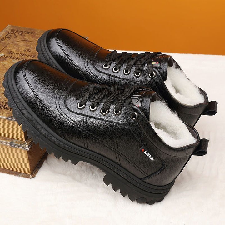 W&W Mode | Robuste, Gefütterte Leder Winterstiefel mit rutschfester Sohle