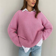 WW – Modischer Strickpullover in Uni mit Rundhalsausschnitt