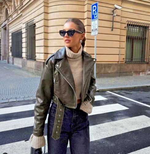 WW | Schwarze Lederjacke Für Damen