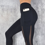 WW Leggings | Enge Sportleggings mit transparentem Detail und Handytasche für Frauen