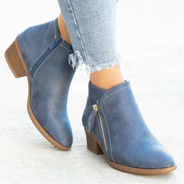 W&W Mode | Bequeme halbhohe Lederstiefeletten für Damen