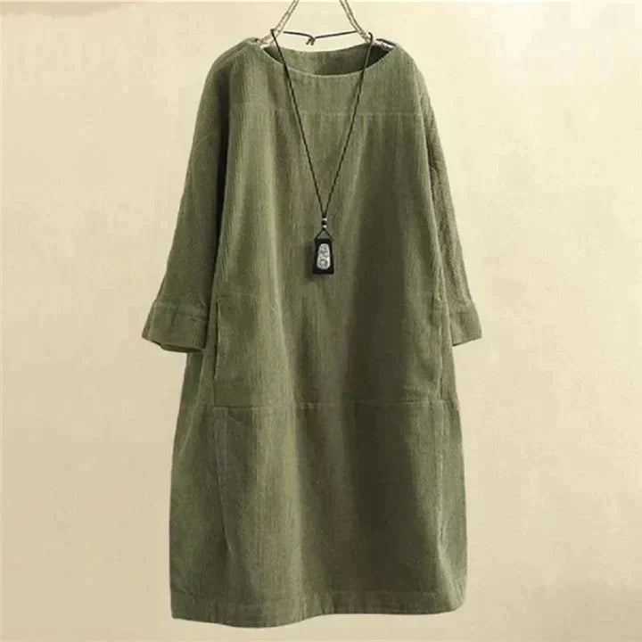 W&W LUNA - Vintage Herbst Kord Midikleid