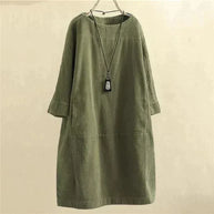 W&W LUNA - Vintage Herbst Kord Midikleid