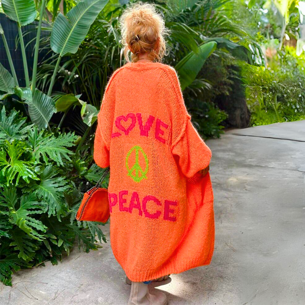 W&W Bunte lange Damen-Strickjacke