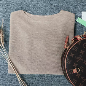 W&W - Goldfarbener einfarbiger Pullover mit Rundhalsausschnitt