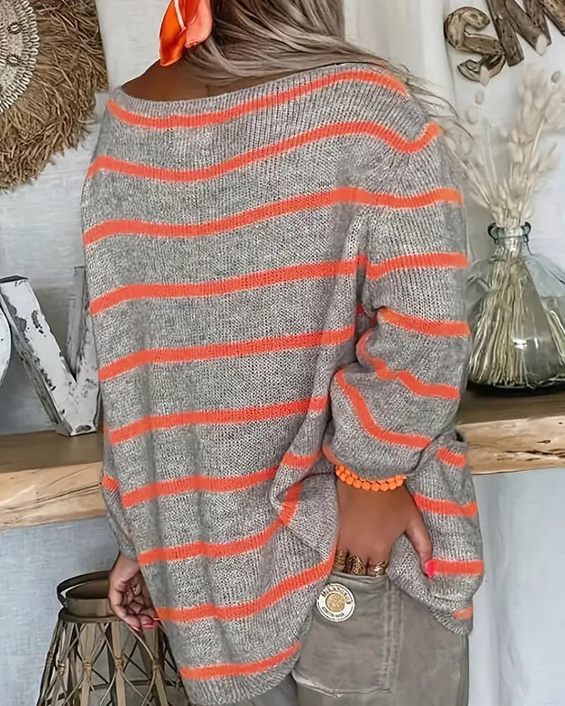 W&W – Warmer gestreifter Damenpullover