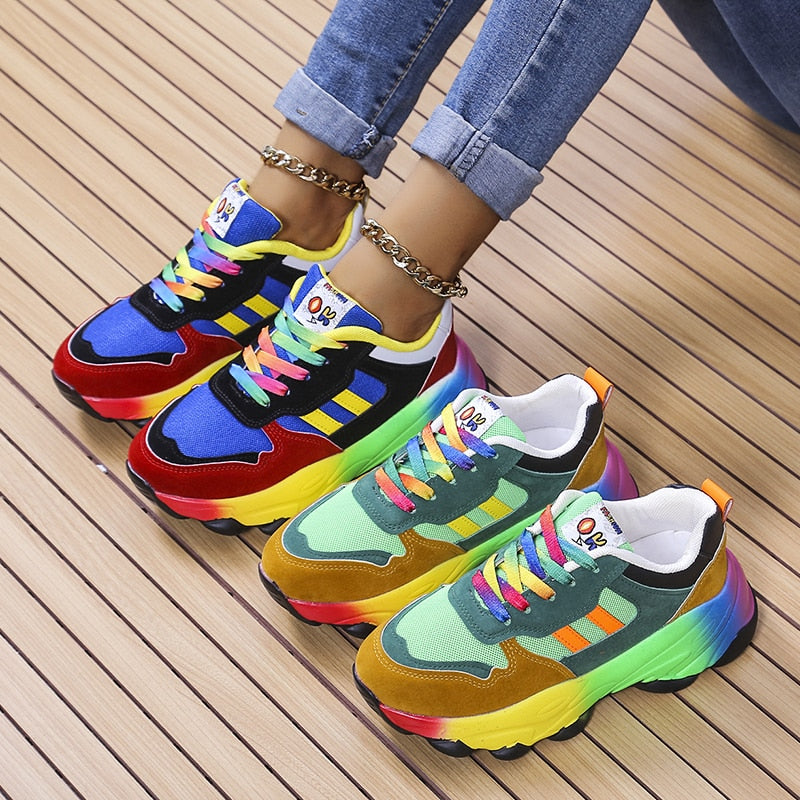 W&W - SwiftStep Bequeme Regenbogen Turnschuhe