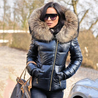 W&W - Paris -Stylische Jacke mit Kunstfellfutter, Kapuze und Kragen