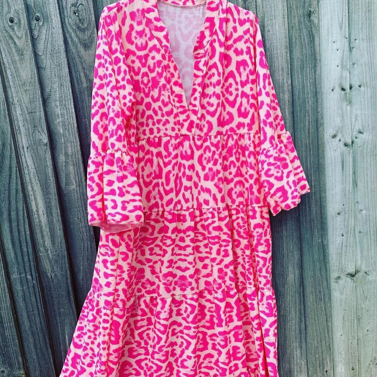 W&W Stilvolles Sommerkleid mit Leopardenmuster