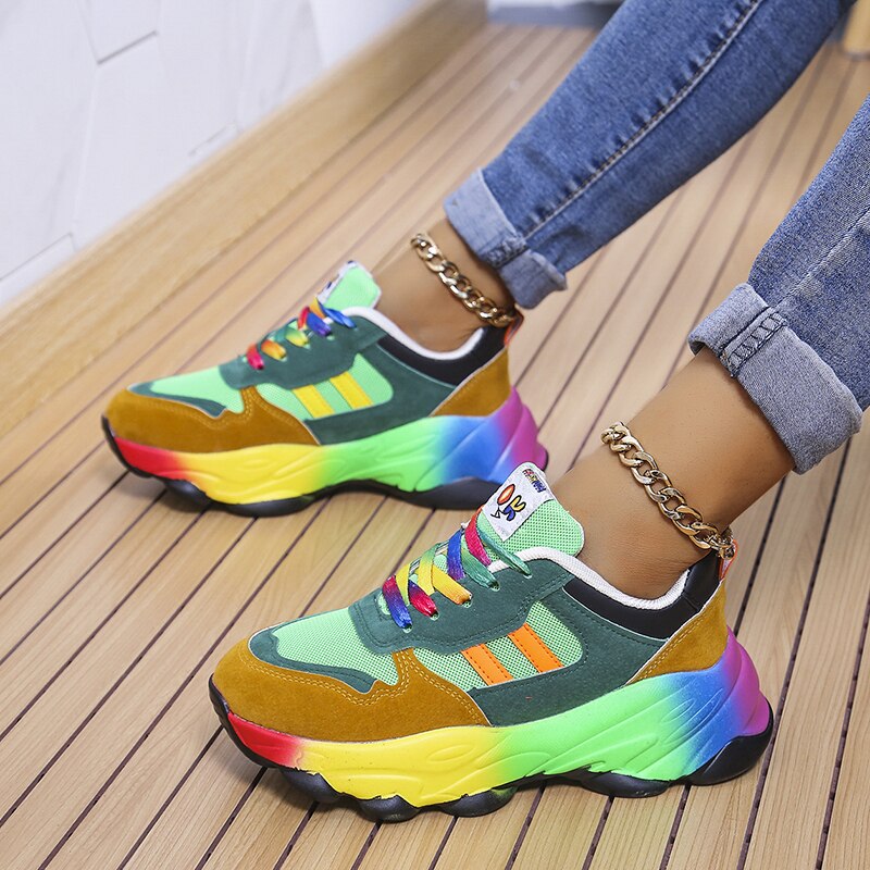 W&W - SwiftStep Bequeme Regenbogen Turnschuhe