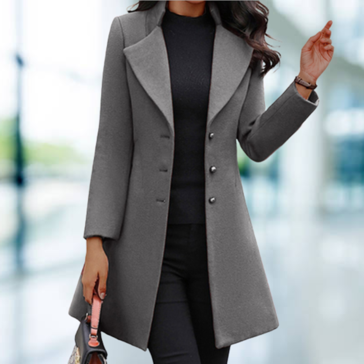 W&W - Elegante solide lange Jacke Mantel