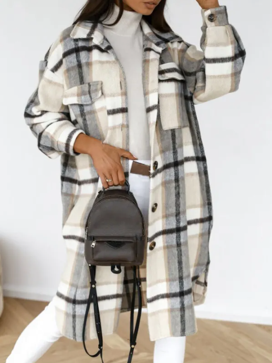 W&W Karierter Wollmantel