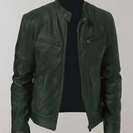 W&W - Gut sitzende glänzende Lederjacke mit Reißverschluss für Herren Jacke