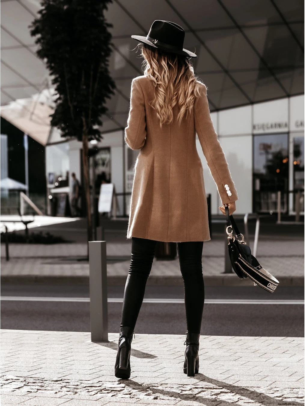 W&W Solide Farbe Mantel Jacke